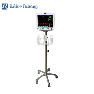 Krankenhausmedizinischer Monitor Mobilstand Trolley / Karrenhöhe mit Korb verstellbar