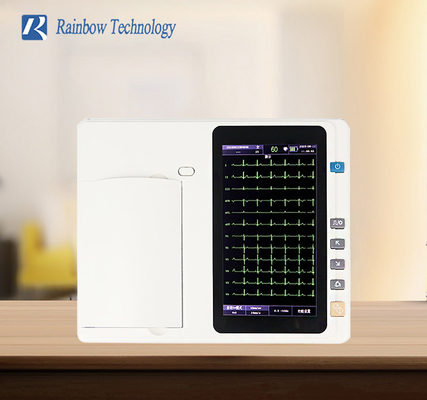 12 Führungen Ecg-Maschinen-Touch Screen 3 Kanal Berufs-EKG Gerät für Krankenhaus