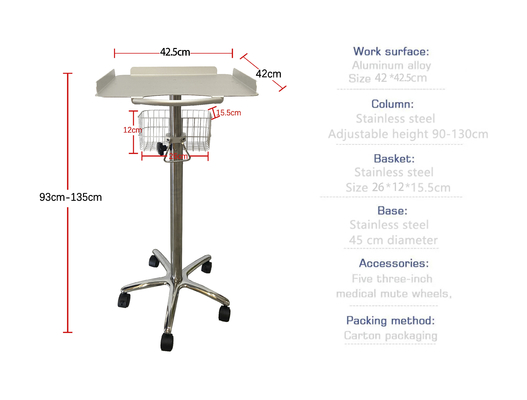 Portable Hospital B-Ultraschall Trolley Medizinische Aluminiumlegierung Mobil Ultraschallmöbel Mobilwagen