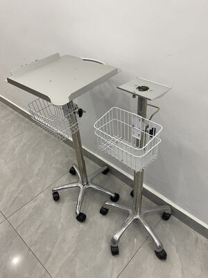 Tragbare verstellbare Edelstahl-Aluminium-Legierung Krankenhauswagen/Wagen 5 Gitter 1 Regal Modernes Design für EKG-Maschinen Klinik