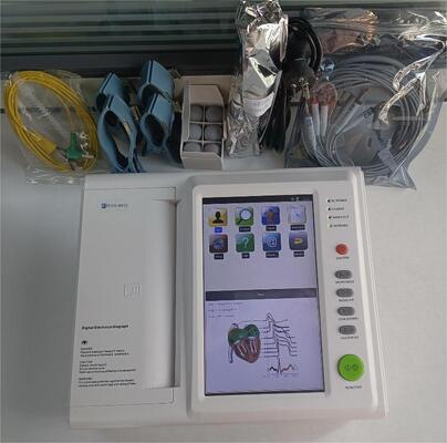 EKG-Gerät 12-Kanal tragbares Handheld-EKG-Monitor mit 10,2 Zoll Farb-Touchscreen und integriertem Akku